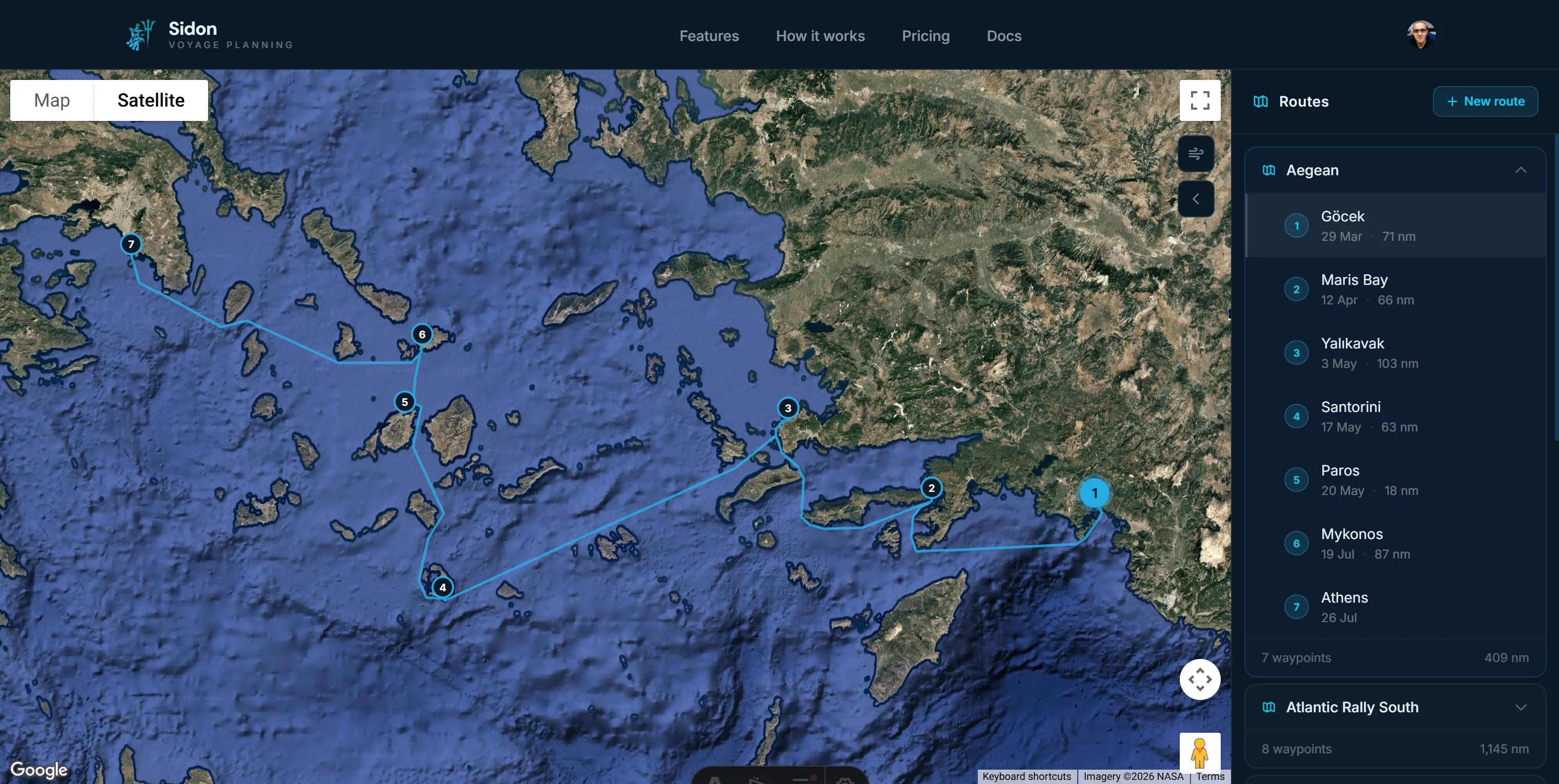 Sidon Voyage Planning app screenshot